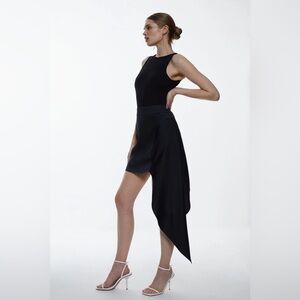 Karen Millen Satin Back Crepe Side Drape Mini Skirt size 12 NWT